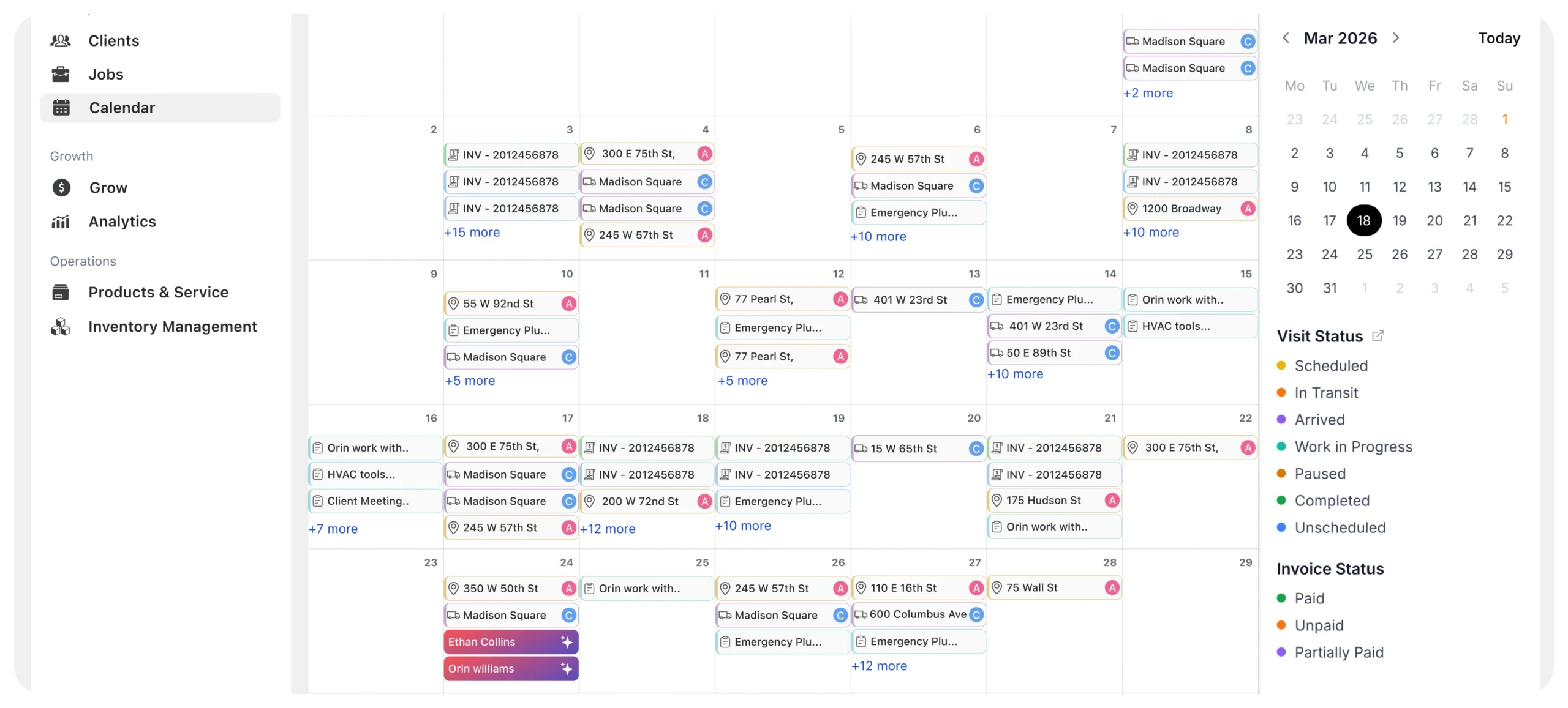 Calendar grouping